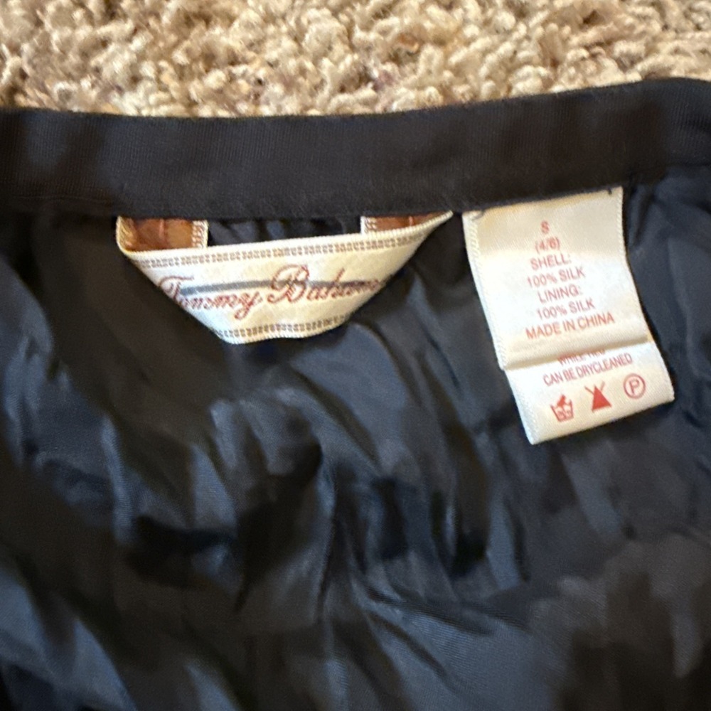 Tommy Bahama Vintage Black Silk Crinkle Maxi Skirt Size Small 90's Y2K - Picture 4 of 5